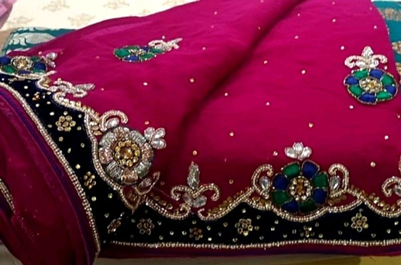 Festival Or Wedding Wear Designer Work Sari Stud