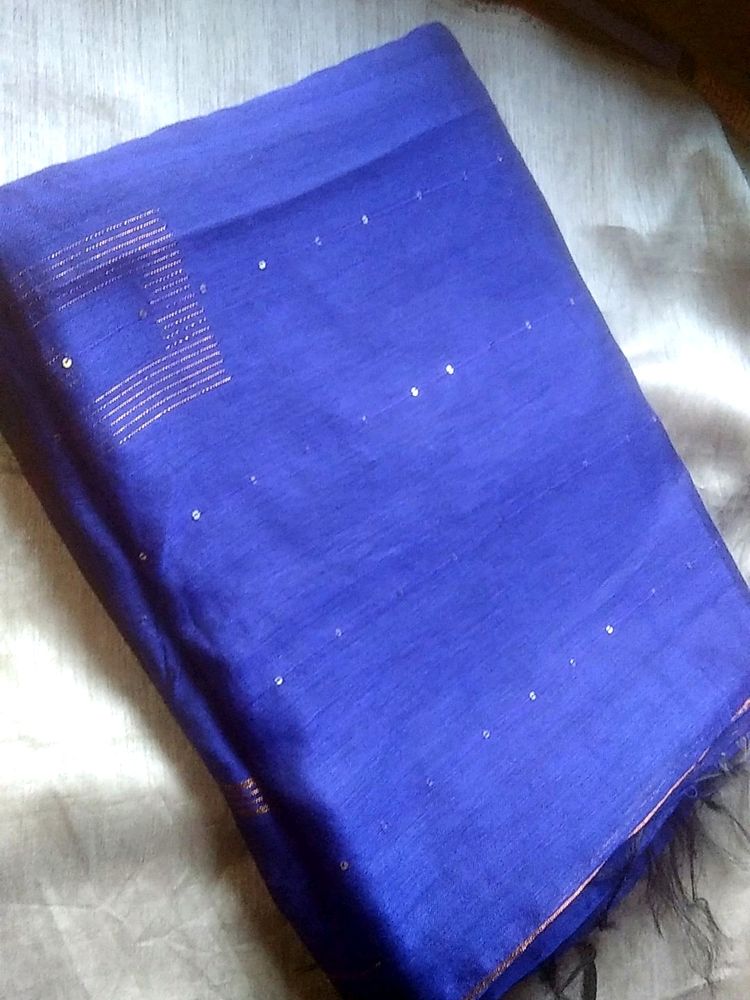 Plain Dark Blue Saree