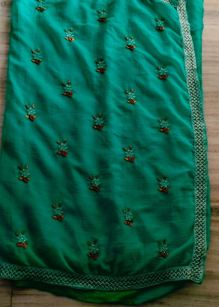 Green Embroidery Saree