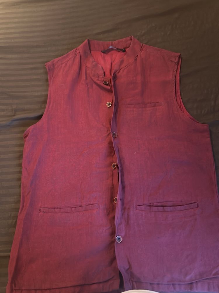 Maroon Melange Nehru Jacket