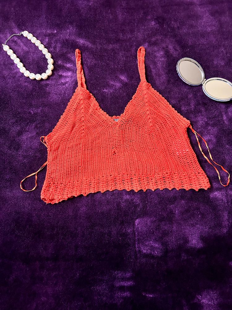 Orange Crotchet Tank Top