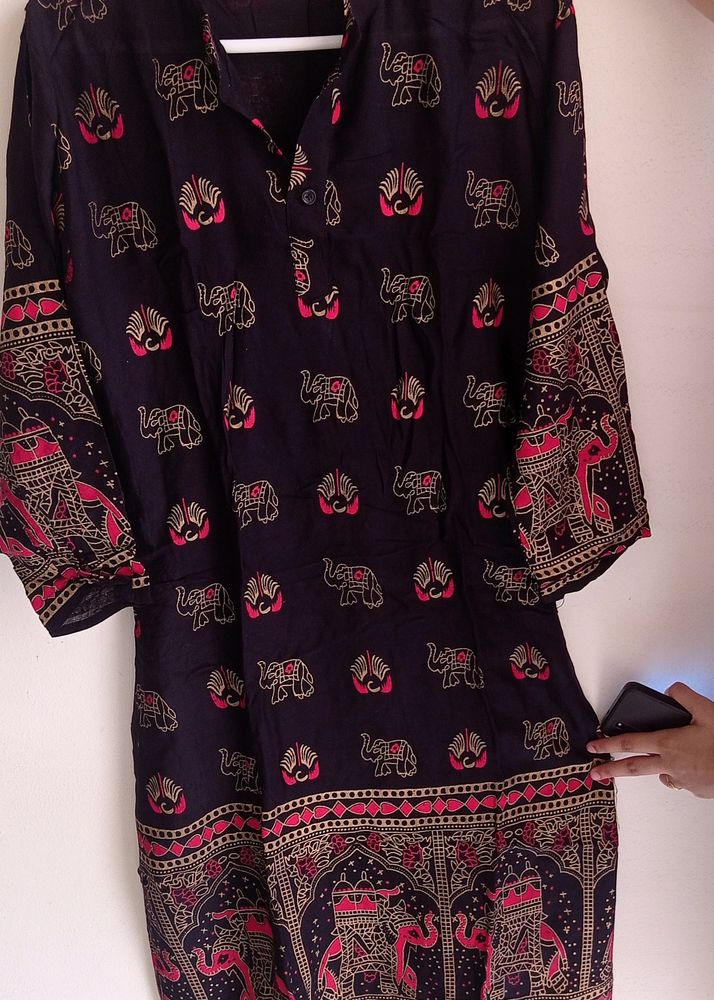 Black Printed Kurta