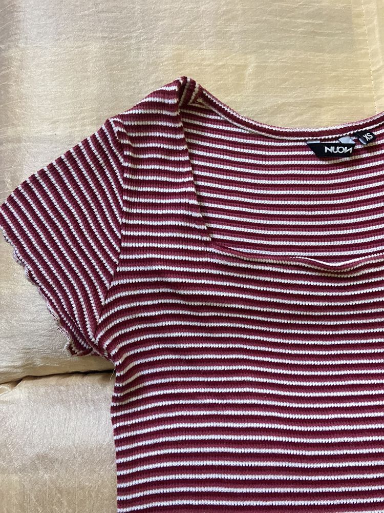 Red Strips Crop Top