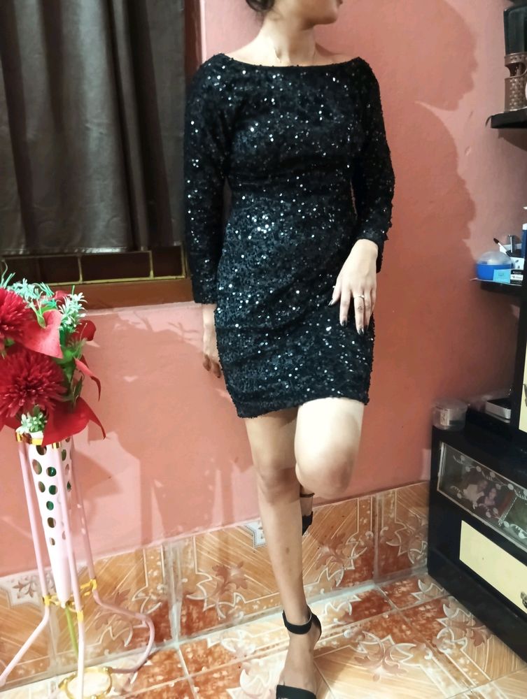 Black Sequel Party Dress