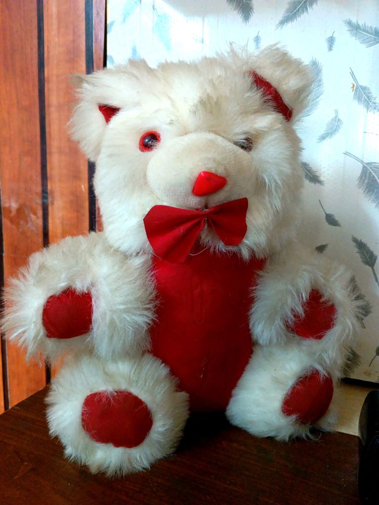 White & Red Lovely Teddy Bear for Kids ♥️♥️♥