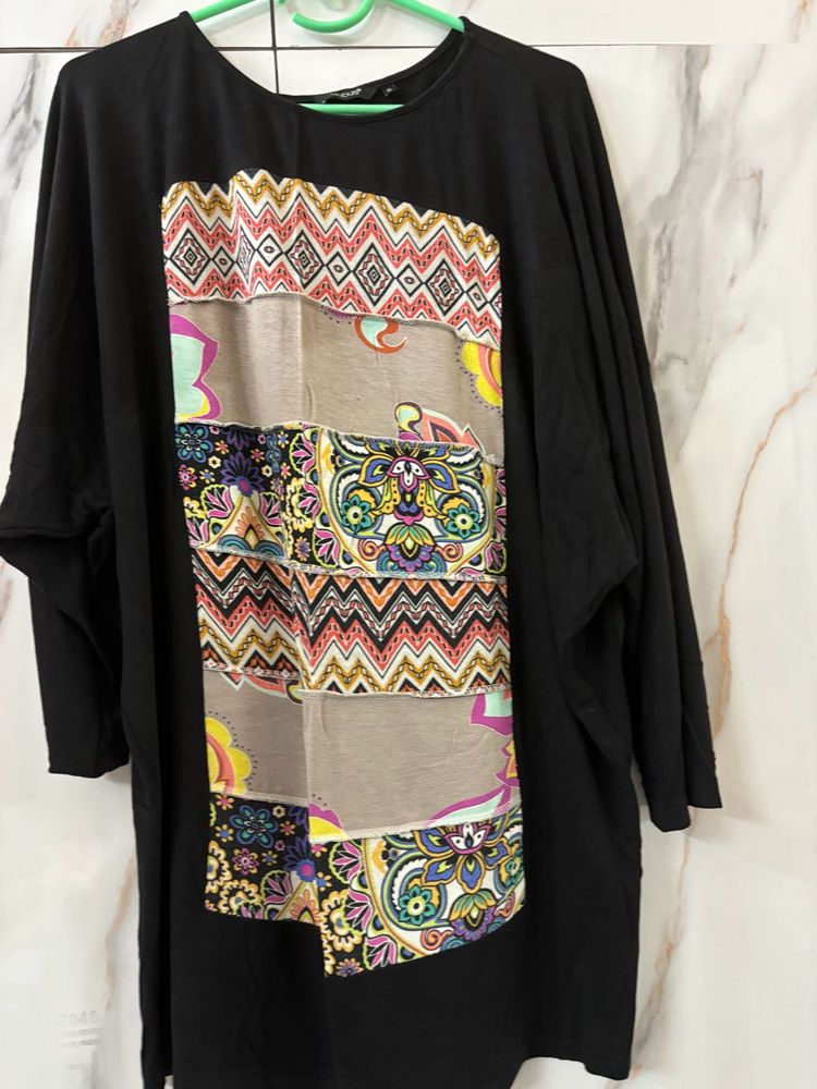 Black Top With Patchwork Design