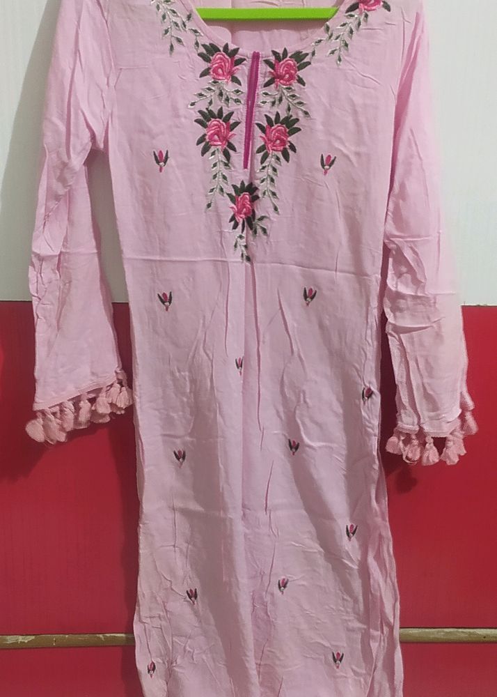 Pink Embroidery Kurti