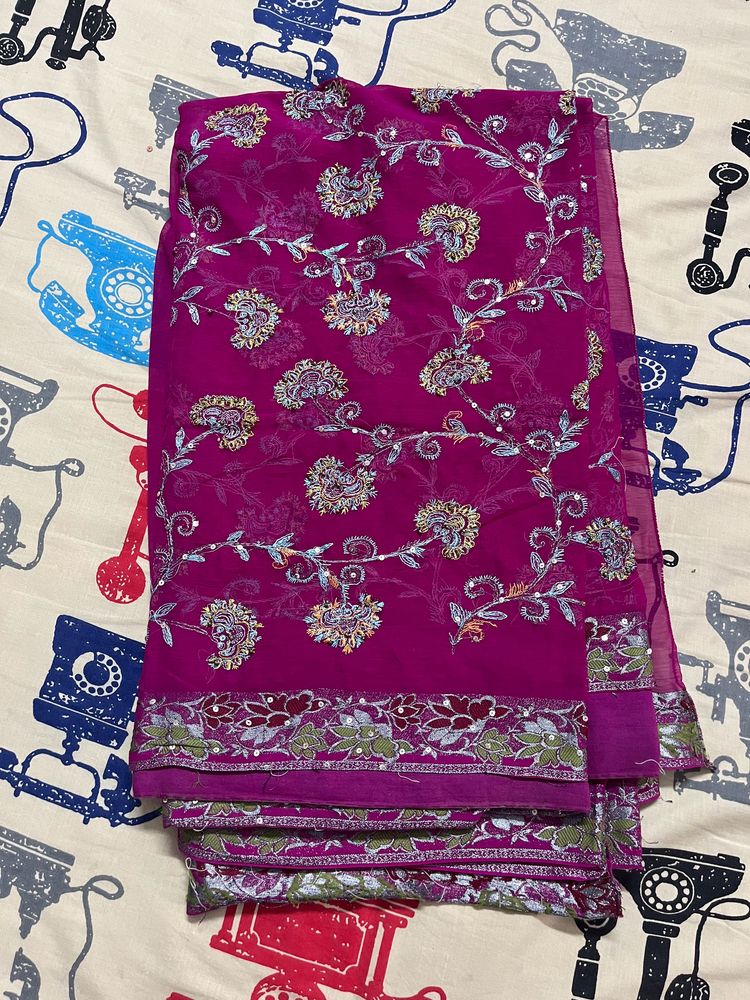 Rani Work Saree