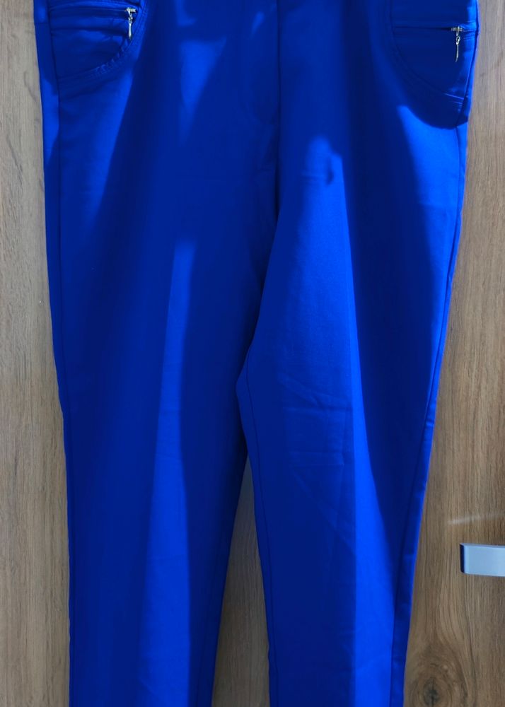 Bright Blue Straight Fit Pants