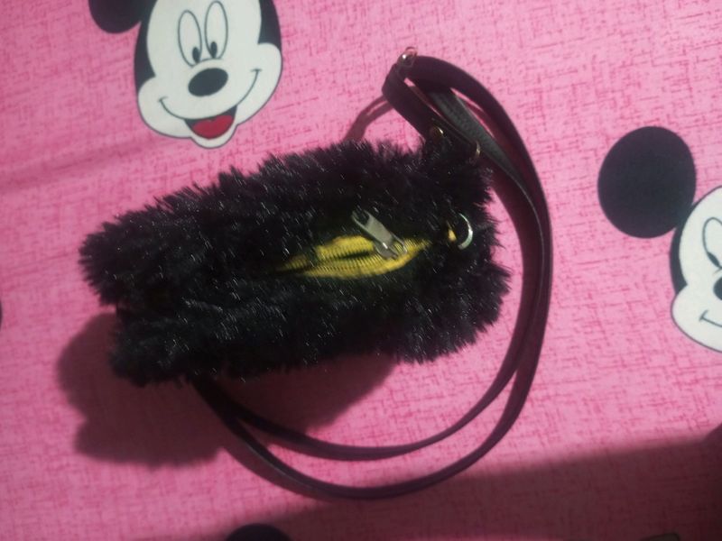 Women Black Fur Slingbag