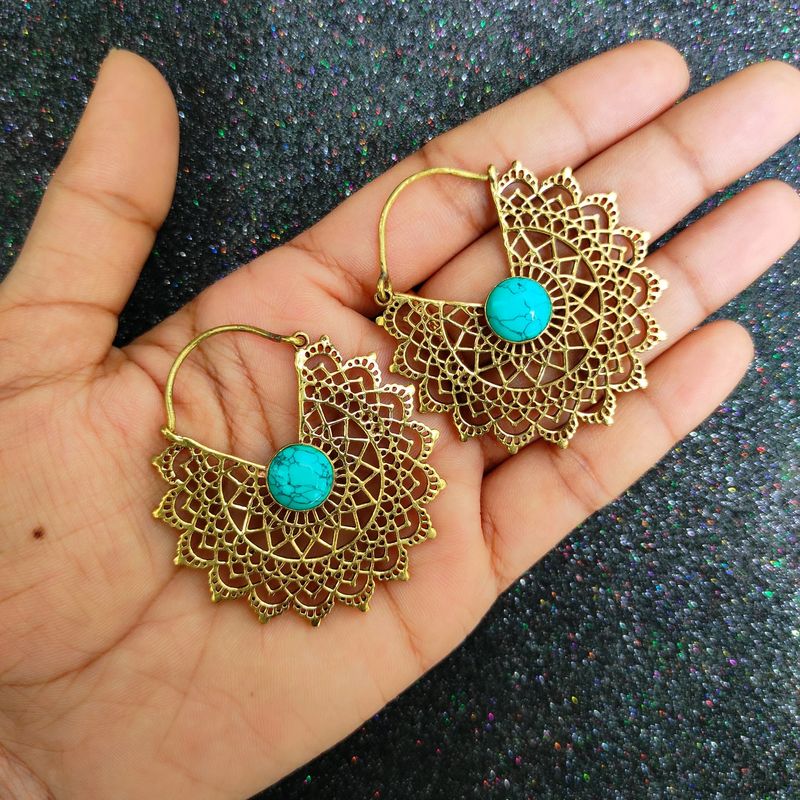 Natural Turquoise Earrings For Women, Daily Wear