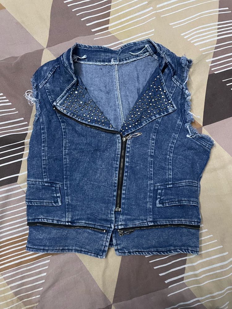 Denim Jacket With Beautiful Neck Design