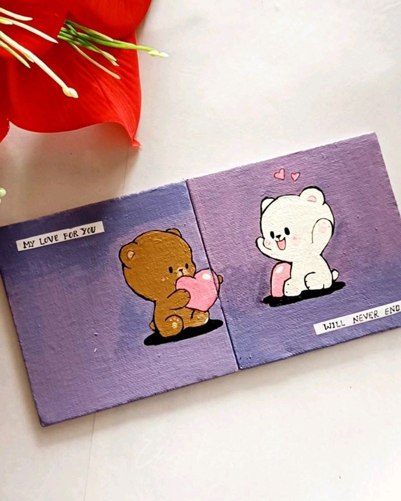 Set Of 2 Mini Canvas Couple Painting1