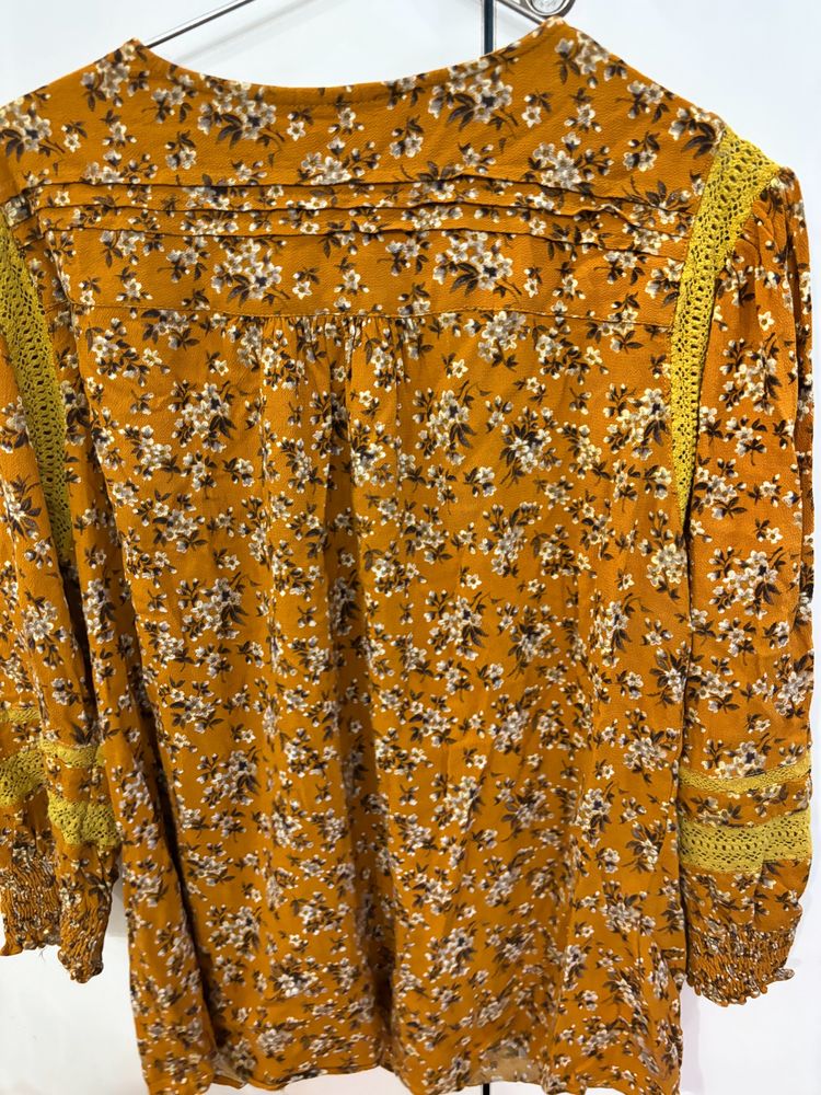 Mustard Summer Floral Top