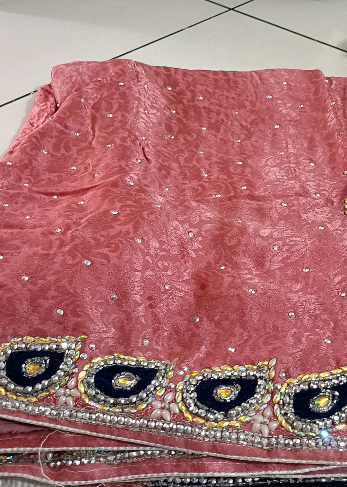 Embroidery Pink Saree