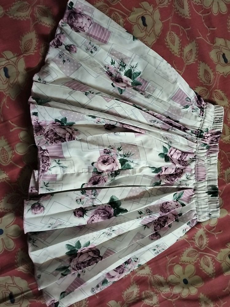 White And Purple Skirt With Top For Baby Girl