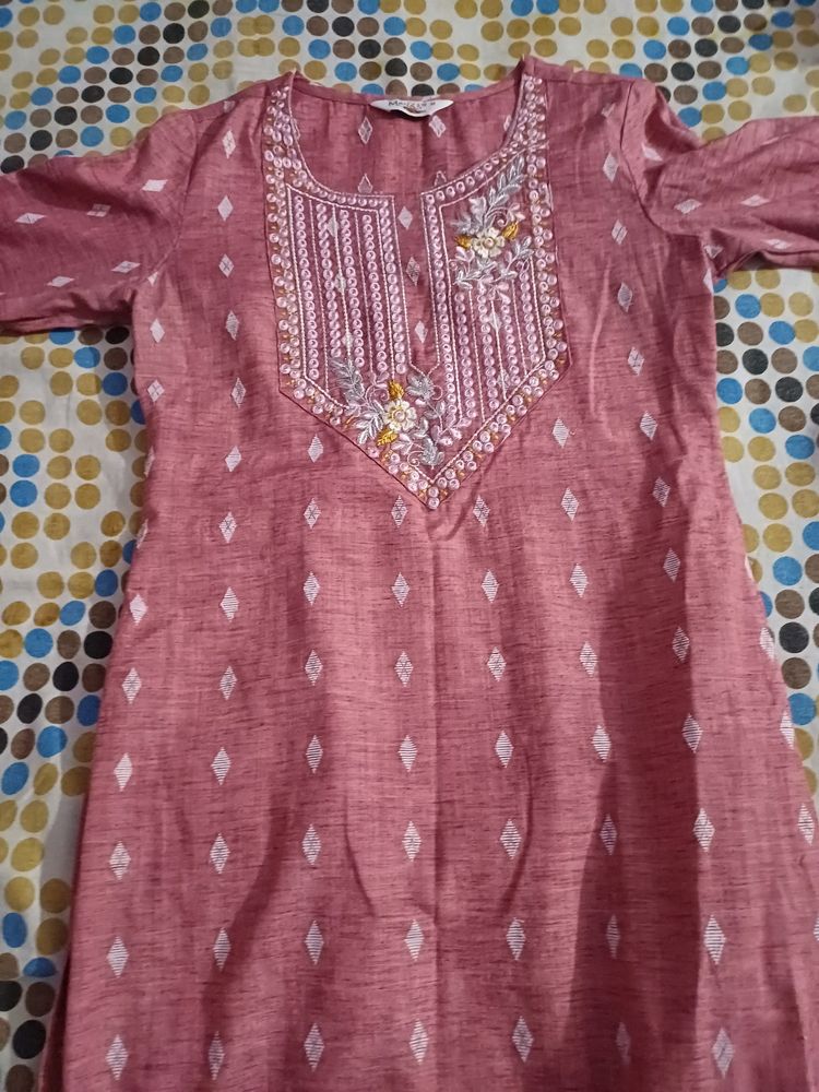 Beautiful Pink Kurta In Khadi Cotton