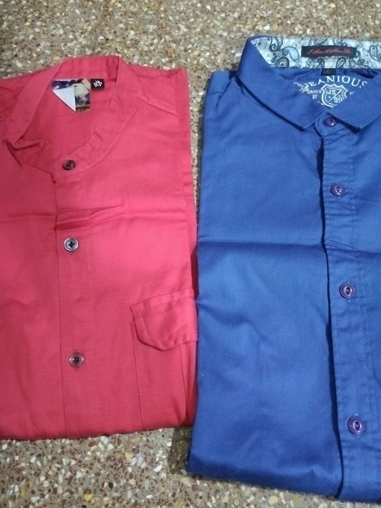 2 Shirts Red And Blue Very Nice Condition