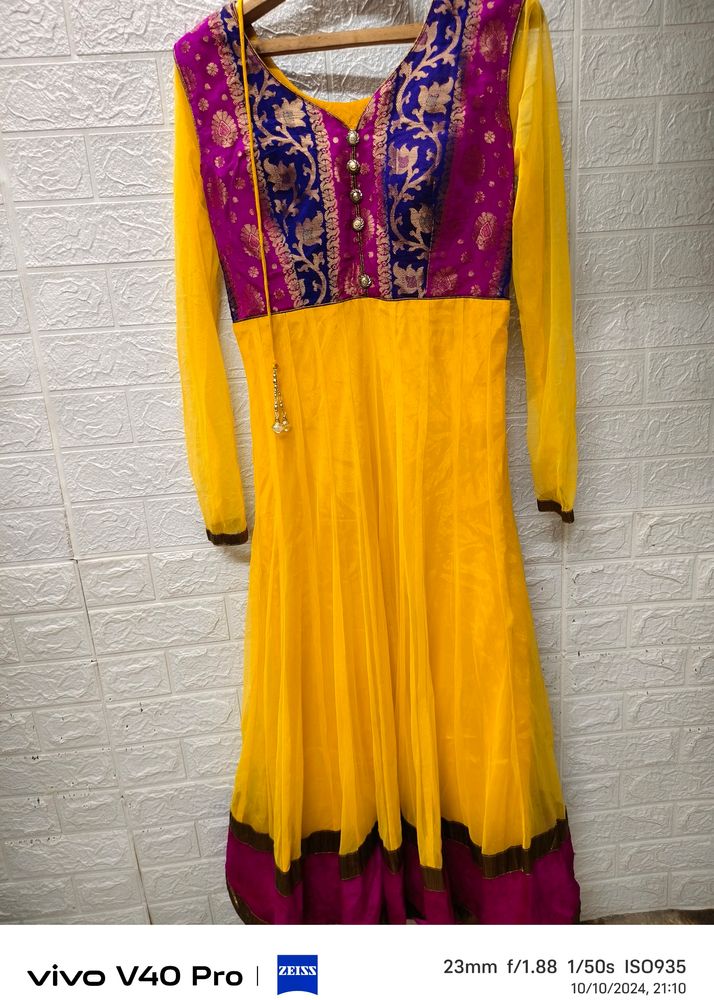 "Radiant Yellow & Purple Anarkali