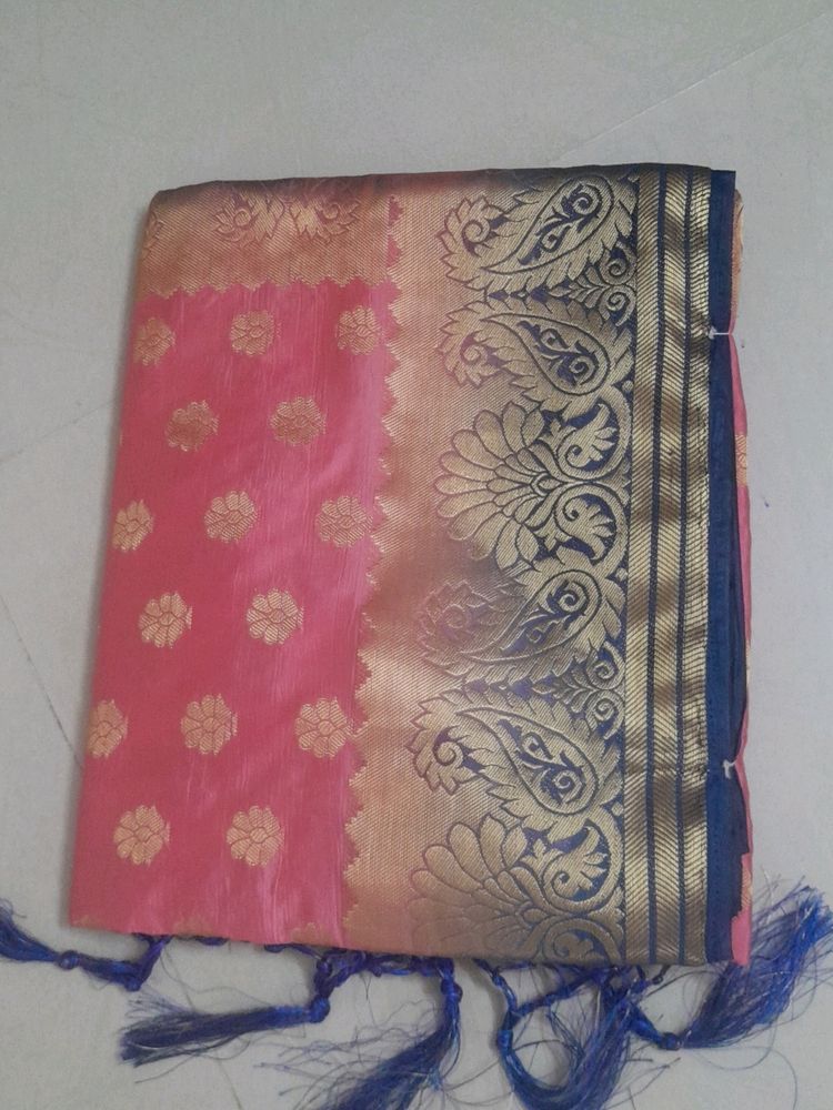 Pink And Navvy Blue Saree