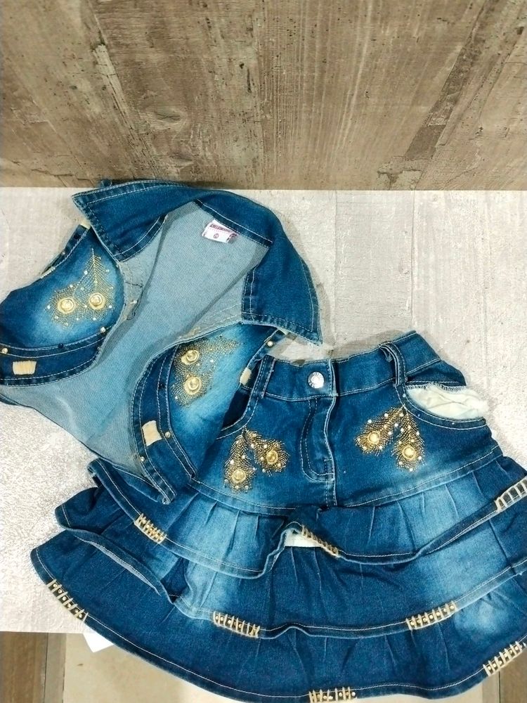 All New Denim Jacket And Skirt For Baby Girl