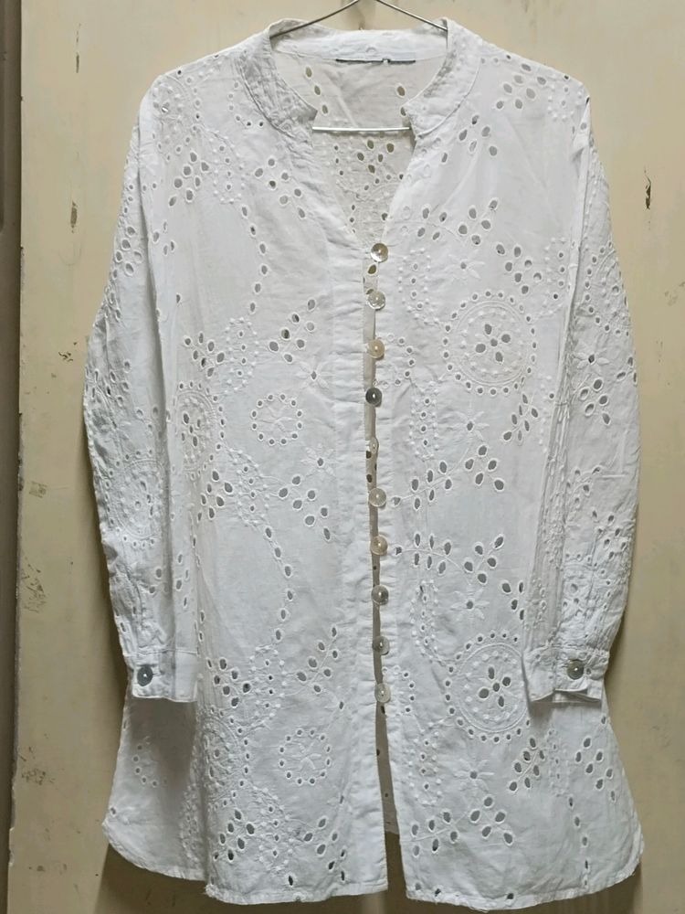 White Flawless Shiffli Top Front Open