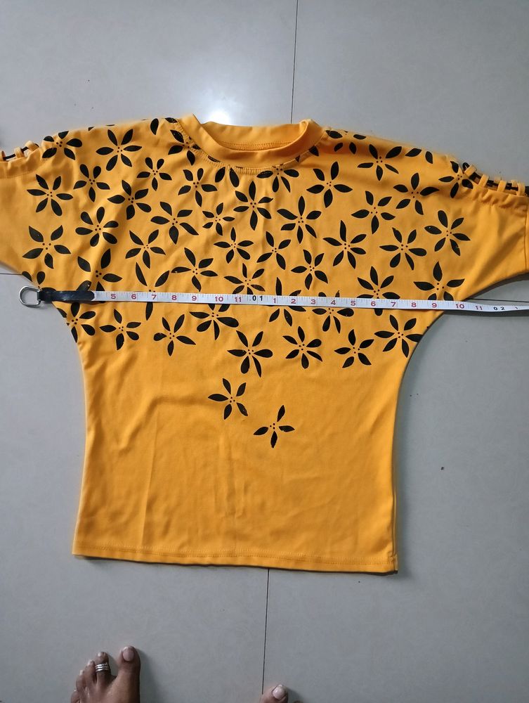 Yellow Top With Black Print