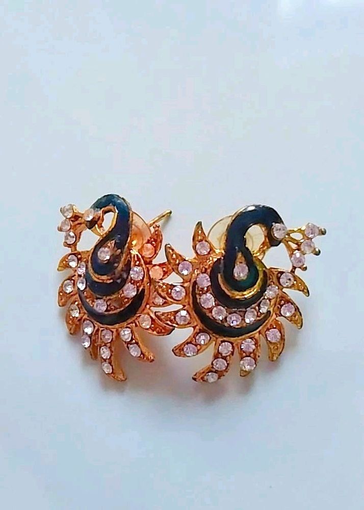 Gold Plated Peacock 🦚 Earrings For Women