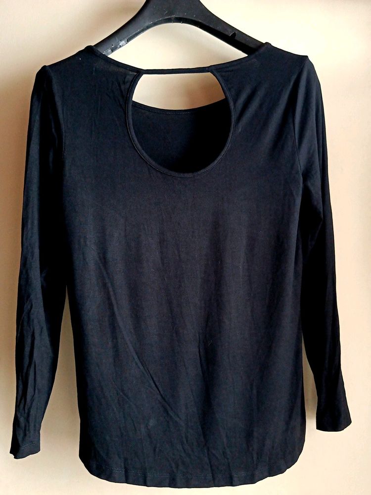 Black Solid Women's Top