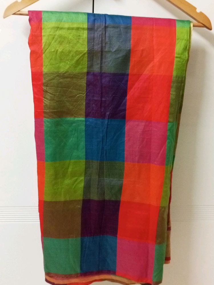 Multicolor Saree in good condition without blouse.