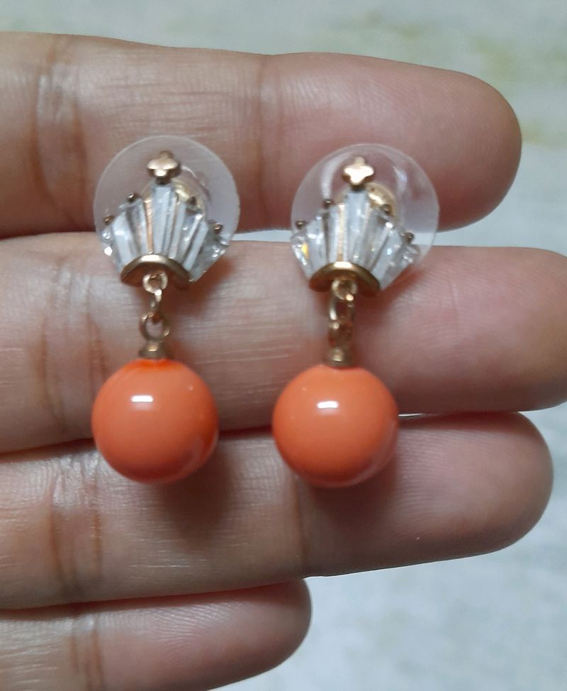 Stylish Crown Earrings in Orange