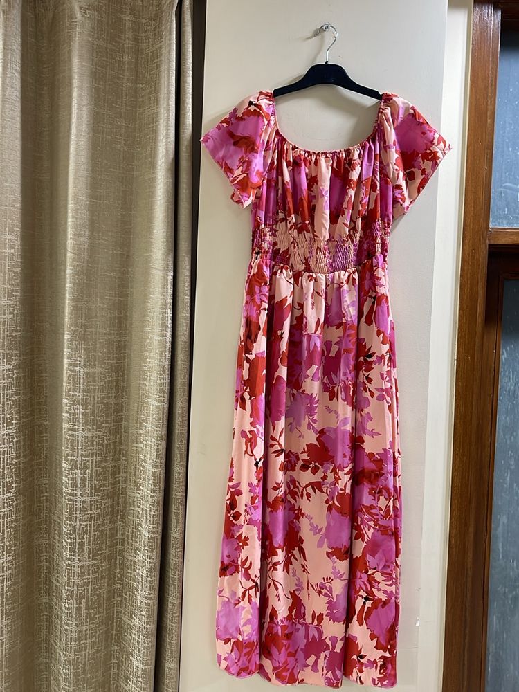 Pink Printed Long Dress