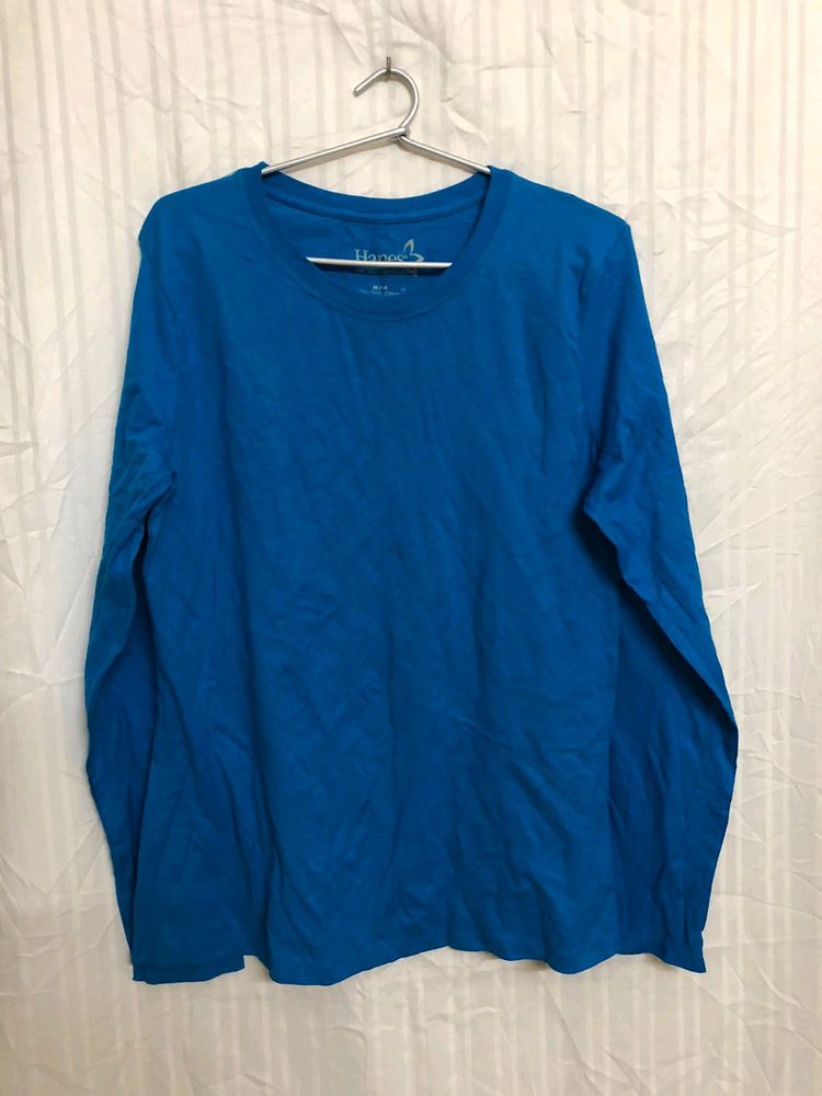 Hanes Blue Long Sleeve T Shirt