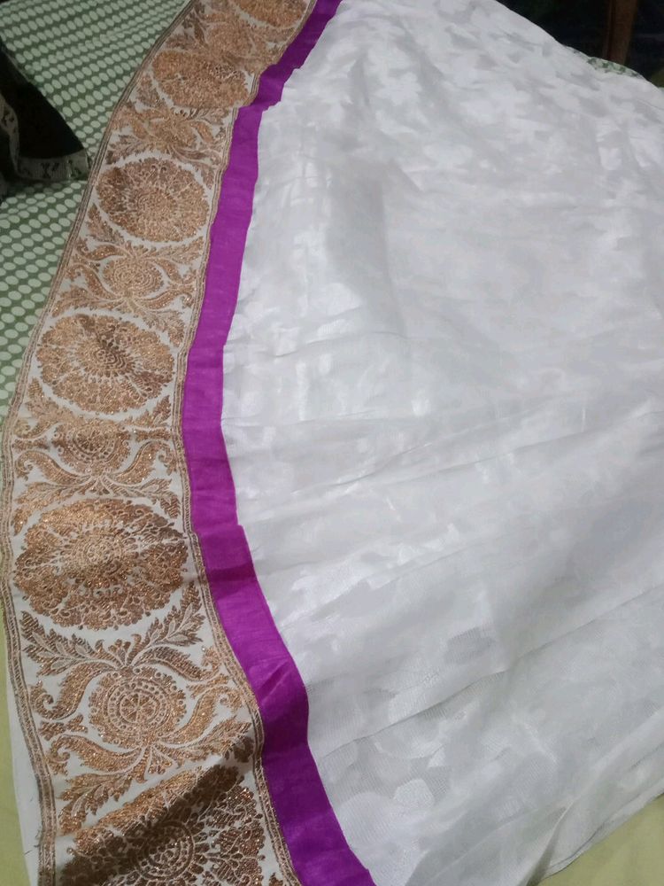 Cotton Super Net Gown Osscinally White Colour