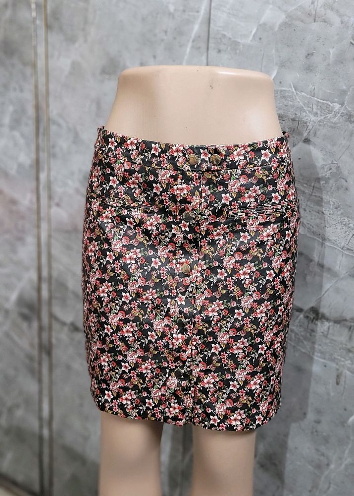 Multi Printed PU Skirt