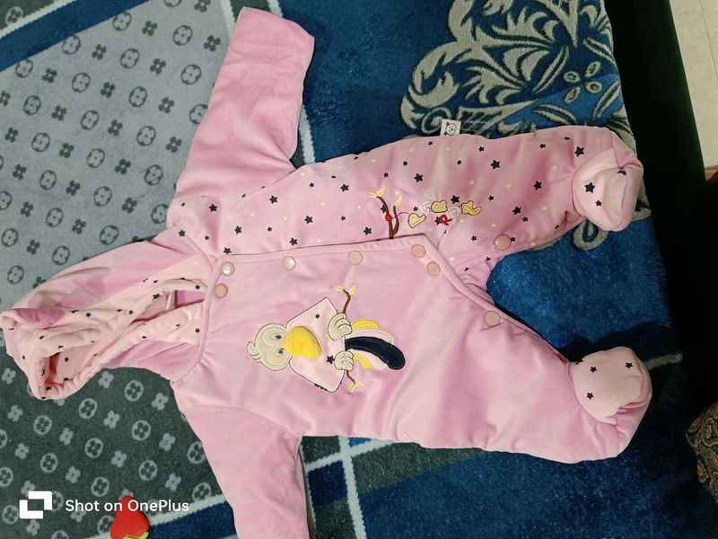 Baby Girl Winter Wear Pink Romper