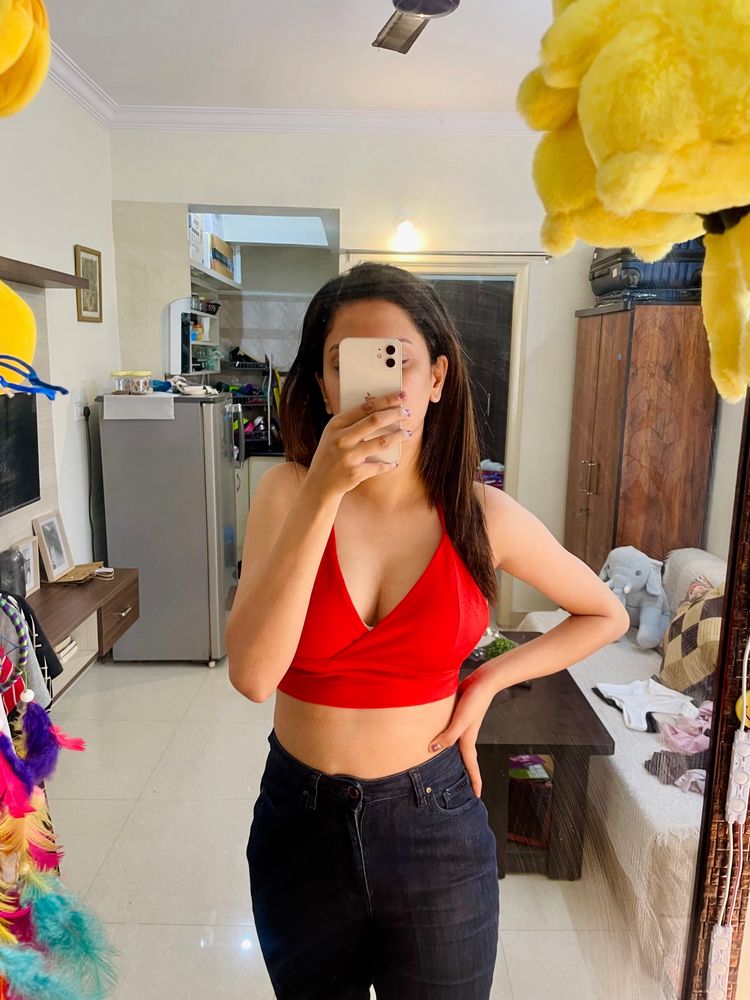 Red Backless Crop Top