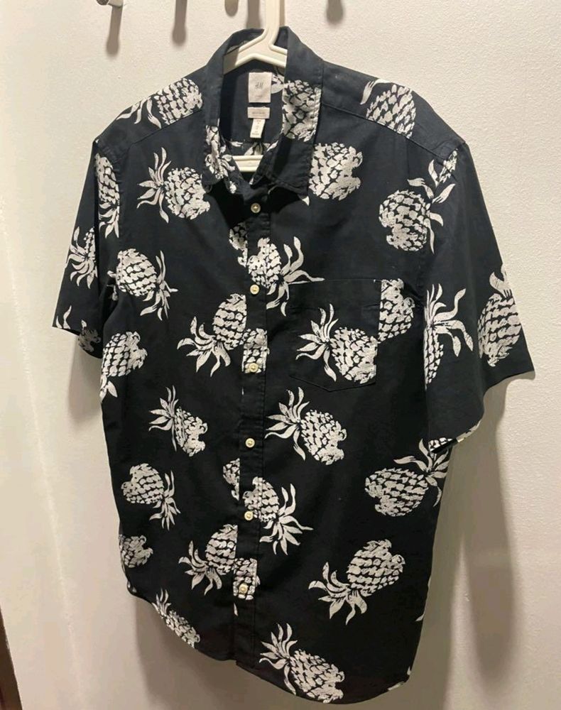 H&M black Pineapple Printed Floral Shirt