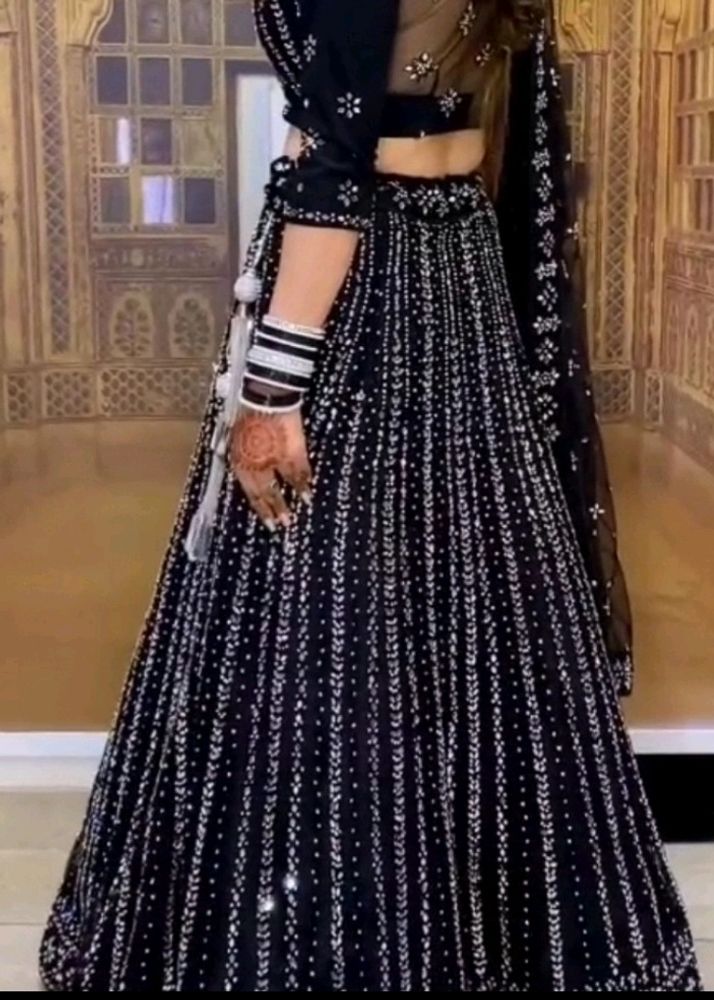 Black Fishcut Lehenga