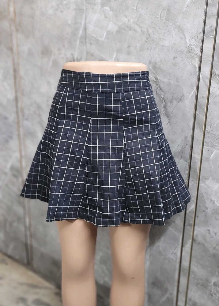 Black & White Yarn Dyed Check Tennis Skirt