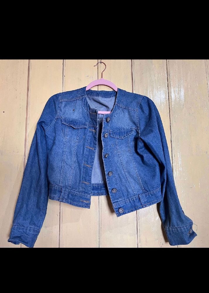 Blue Denim Crop Jacket