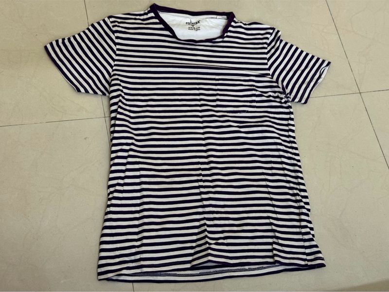 Purple And White Striped Tee