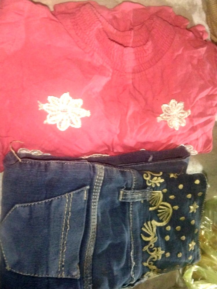 Baby Kids Damage Jeans Kurti.