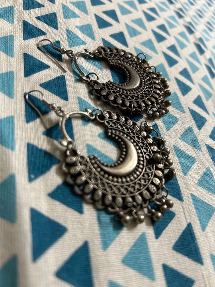 Oxidised Silver Chandballiyan Jhumki