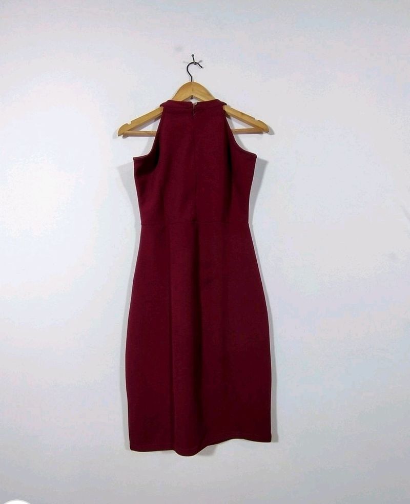 Casual Maroon Bodycon Dress