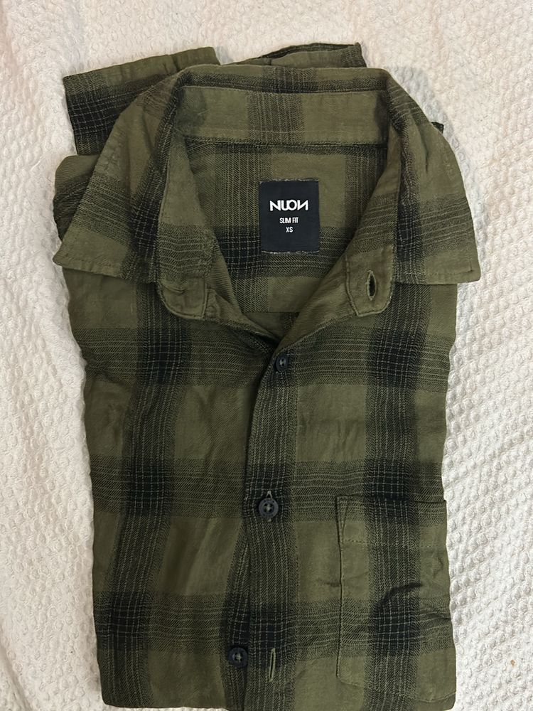 Girls Semiformal XS Full Sleeves Olive Green Shirt