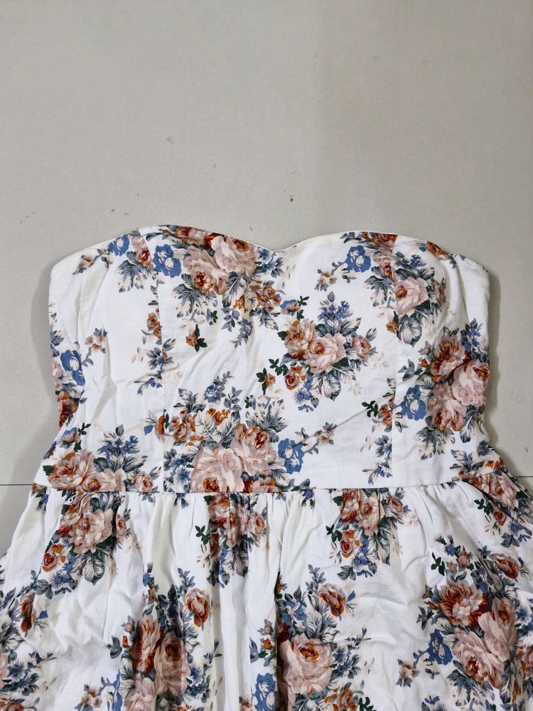 Padded Tube Floral Mini Dress