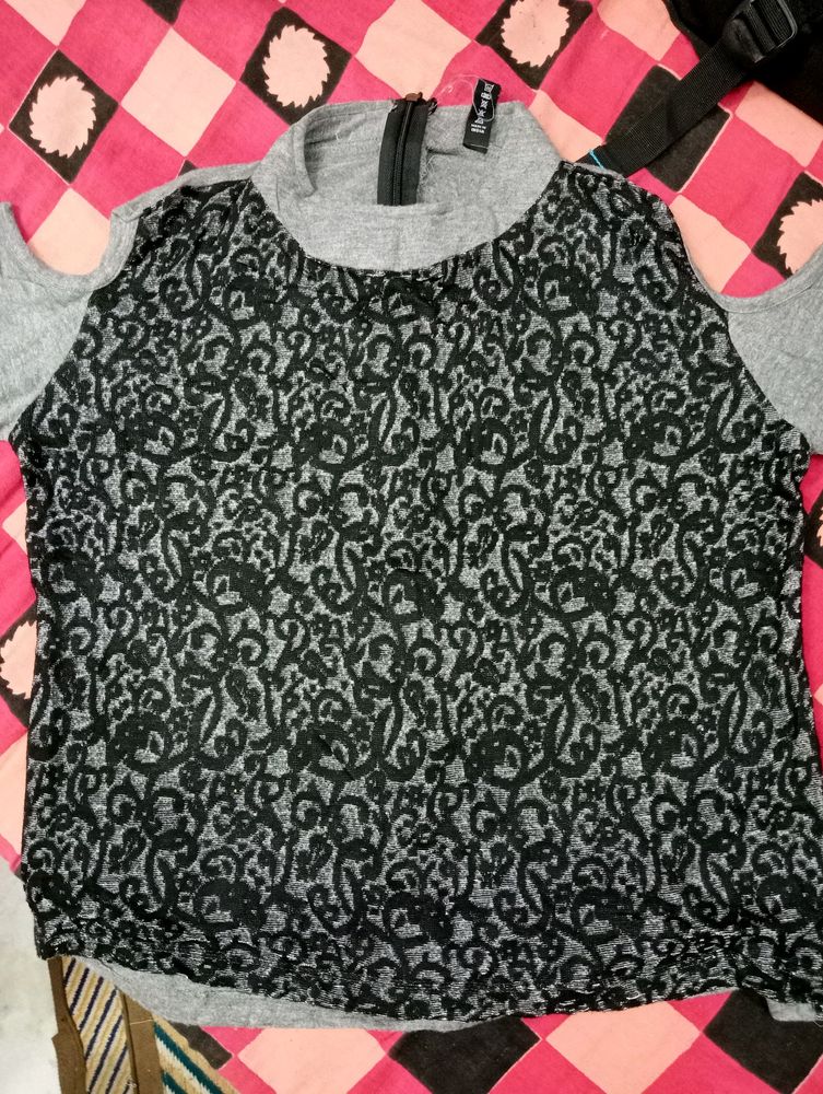 Black And Grey Casual Top