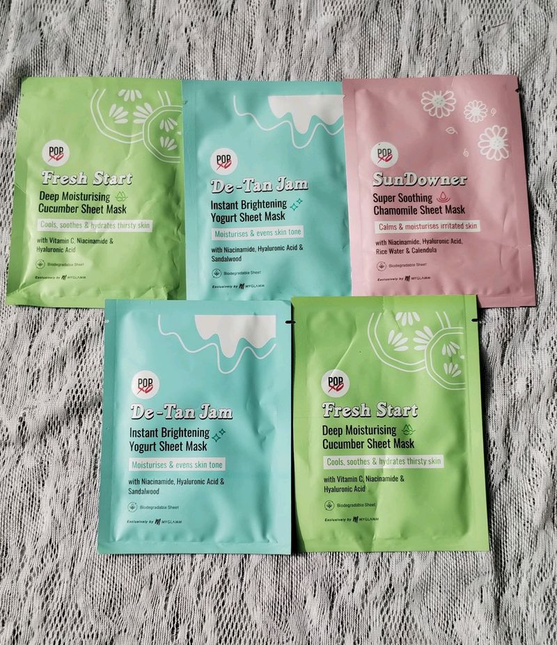 Combo Of 5 Myglamm Sheet Masks