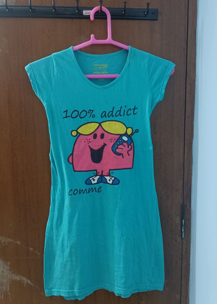 Blue Cartoon Cotton Dress